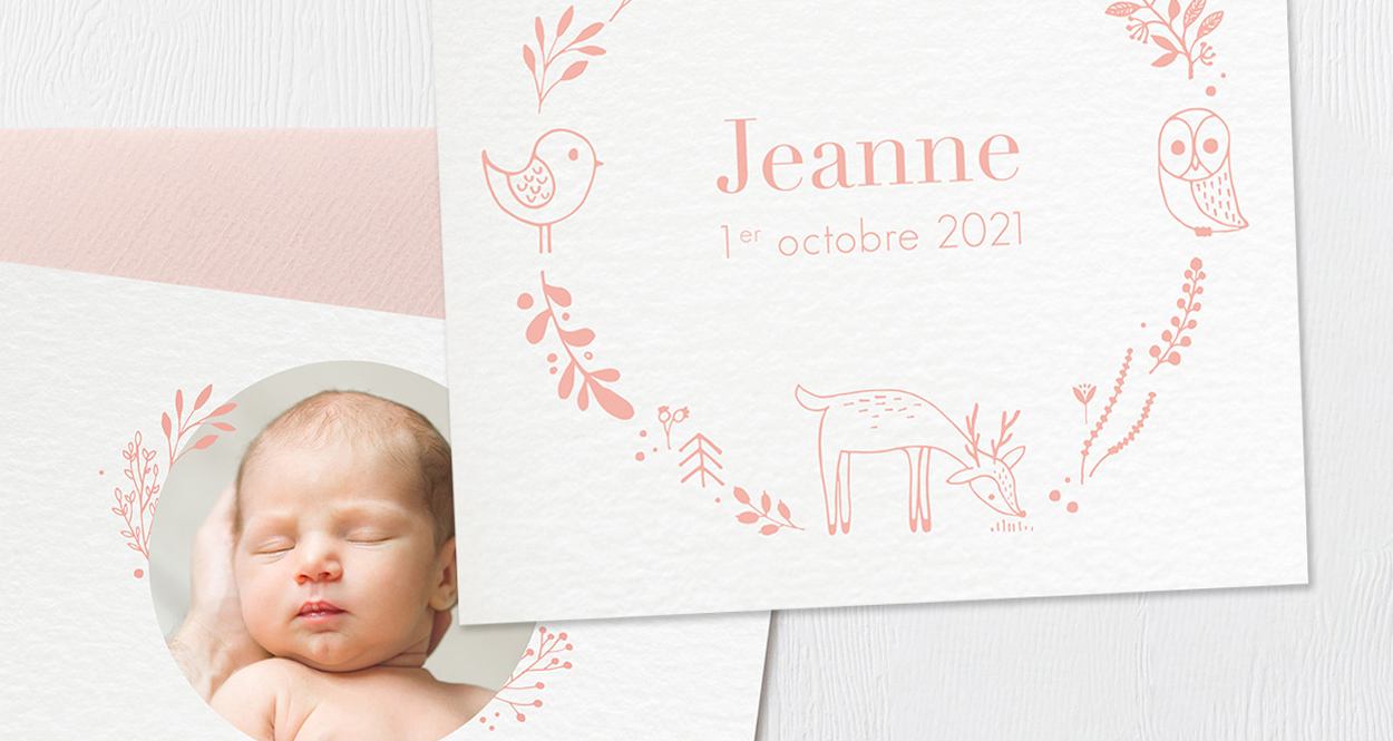 faire-part de naissance carré pour fille