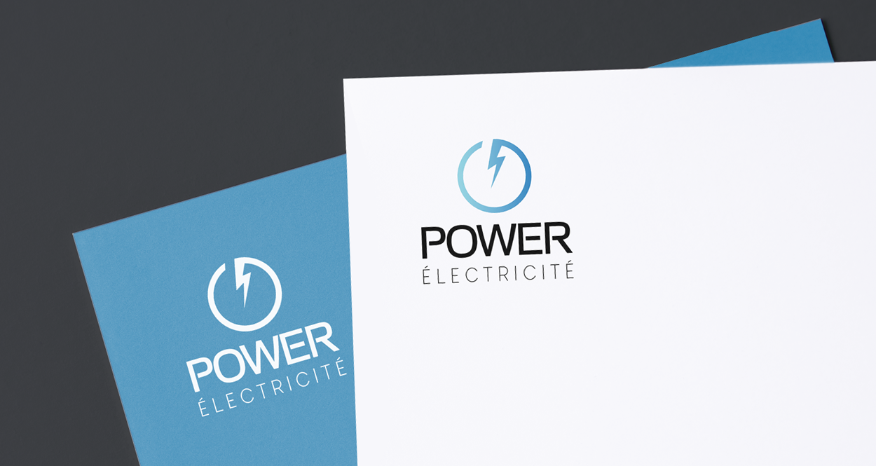 Impression du logo Power Éléctricité sur des en-tête de lettre