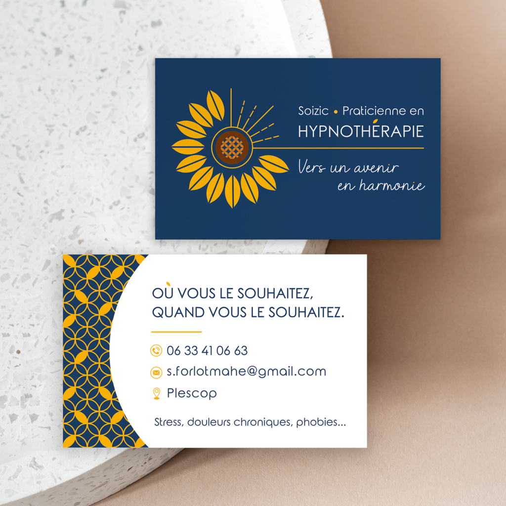 cartes de visite de Soizic, praticienne en hypnothérapie